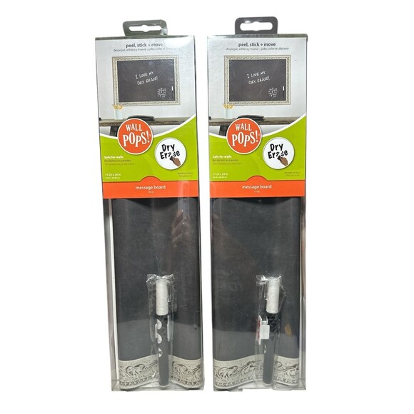 Wall Pops! Set of 2 Peel & Stick Dry Erase Sheets Messages Movable 17"x 24"‎ NEW - Picture 1 of 3